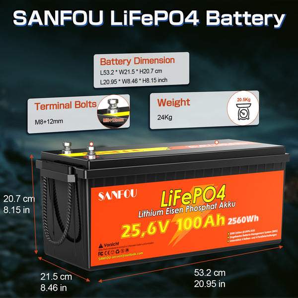 SANFOU 25.6V 100Ah LiFePO4 Battery Pack 4