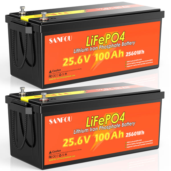 SANFOU 25.6V 100Ah LiFePO4 battery, Built-in 100A BMS