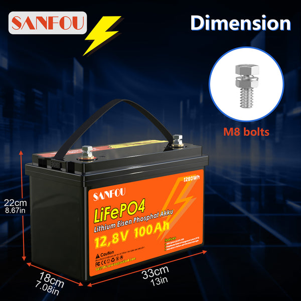 SANFOU 12.8 V 100 Ah LiFePO4 Battery Pack 3