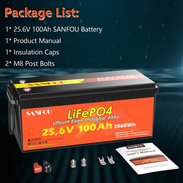 SANFOU 25.6V 100Ah LiFePO4 Battery Pack 4